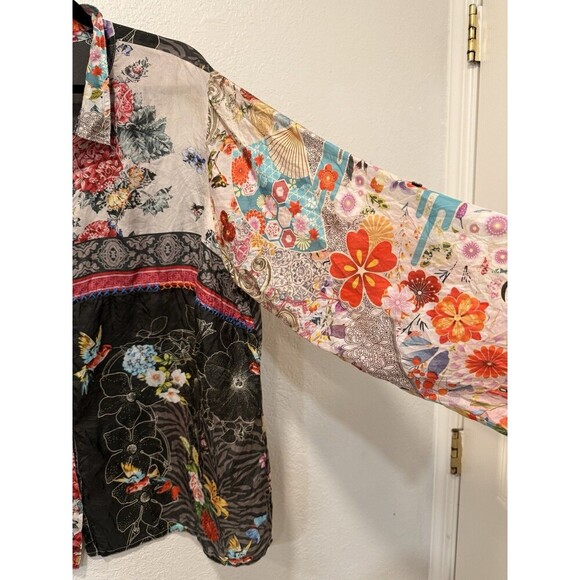 Johnny Was Zippy Julia Button Up Silk Shirt Women's Sz 1xl - Picture 6 of 8